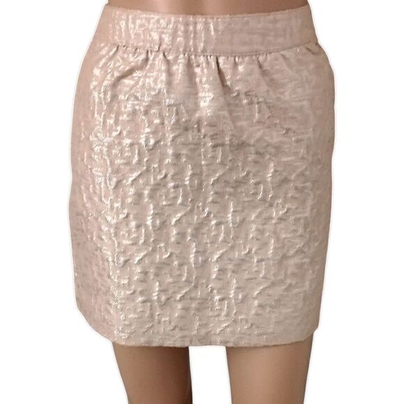 Ann Taylor Loft Mini Skirt 00P Fairy Office Corpcore Shimmery Metallic Brocade - Picture 7 of 16